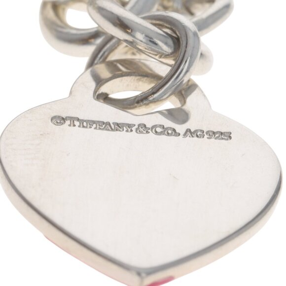 Tiffany & Co Return to Tiffany Pink Splash Heart Charm Bracelet 7" Ster 925 Love - Picture 5 of 6